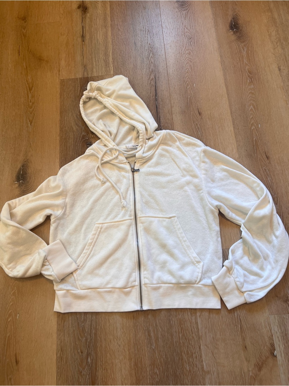 Double Zero Lovely Large Cream Zip-Up Hoodie Jacket - Women